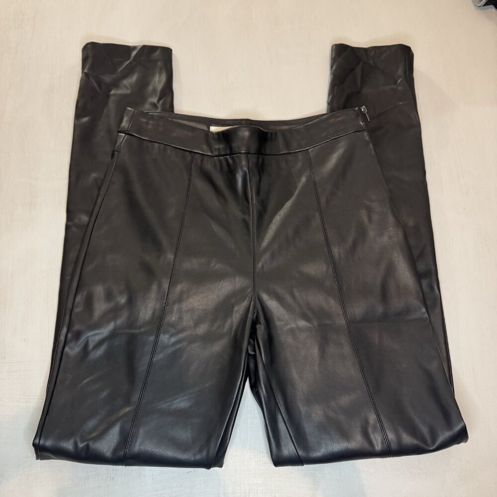 Idem Ditto Pants Black Faux Leather Womens‎ Small Skinny Front Slit High Rise